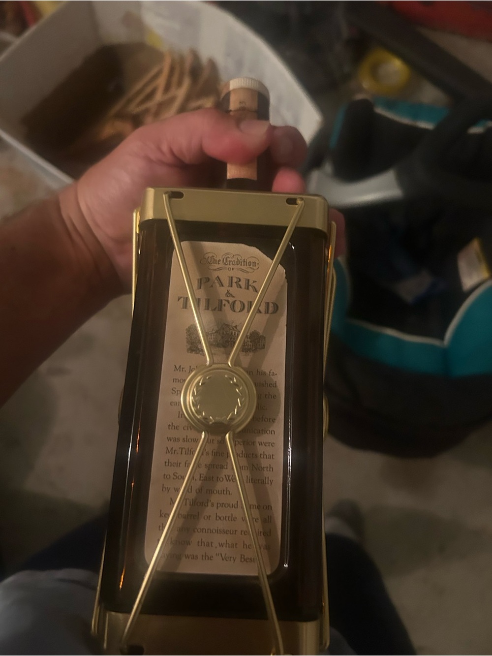 Park Tilford Decorative Glass Bottle with Gold Accents music box